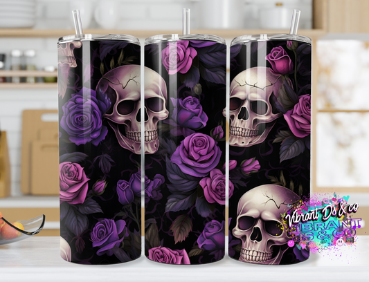 Skulls and roses purple